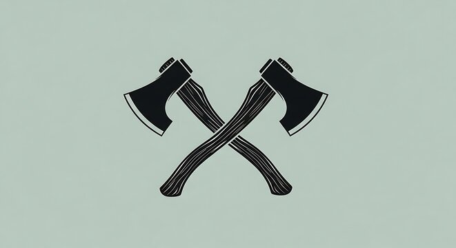 Crossed Axes Icon Symbolizing Logging and Woodwork.