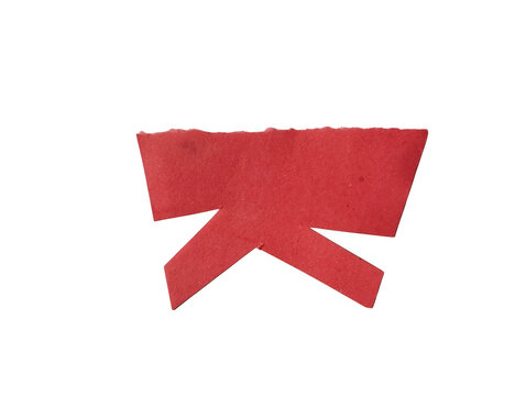 A single red paper ribbon shape cut out piece isolated on a simple plain surface for craft design isolated on transparent background