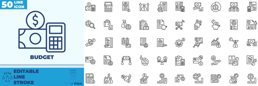 Budget Line Editable Icons set