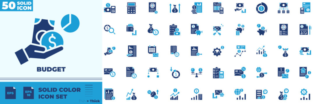 Budget Solid Color Editable Icons set