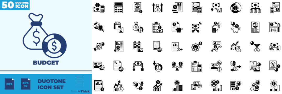 Budget Duotone Editable Icons set