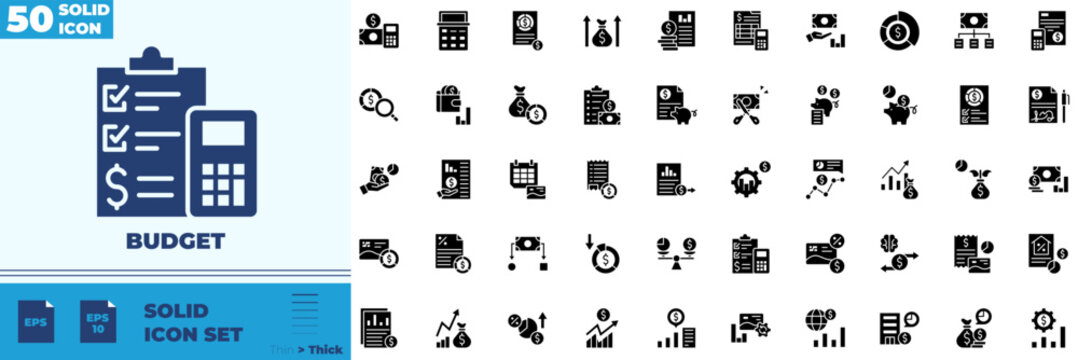 Budget Solid Editable Icons set