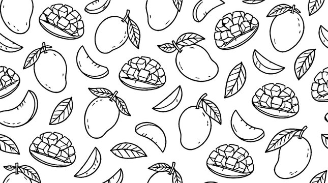 Illustrated mango and pineapple pattern design.