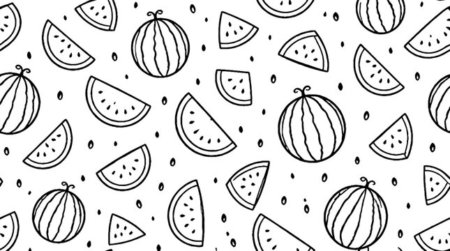 Black and white watermelon slice pattern design.