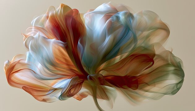 Ethereal bloom with flowing, translucent petals in warm earth tones