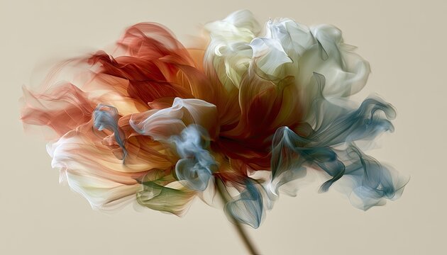 Ethereal bloom, swirling with warm and cool colors, captured in motion