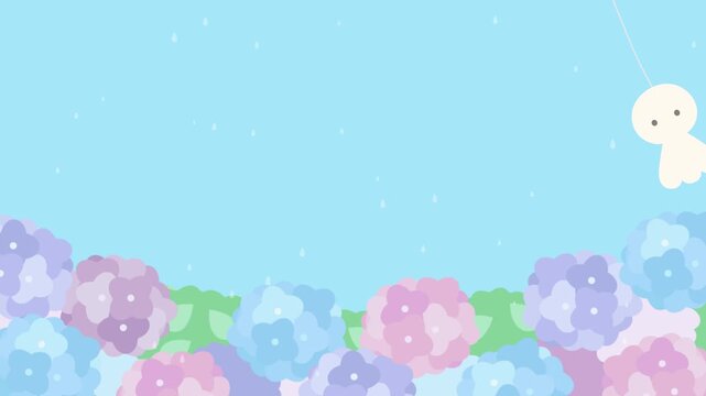 梅雨の雨とてるてる坊主と虹