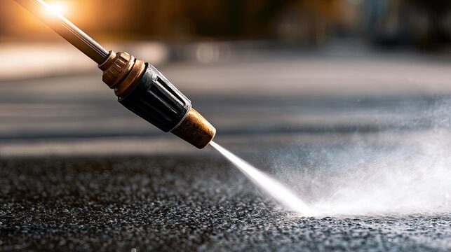 Powerful spray blasts away grime from a textured surface