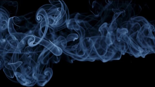 Blue smoke swirling on black background 3.