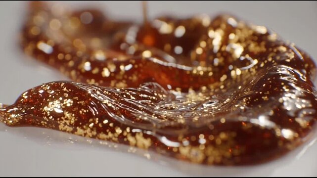 Brown shiny liquid gold specks.