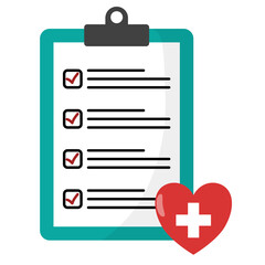 Fototapeta premium Regular check-up medical form and heart icon illustration