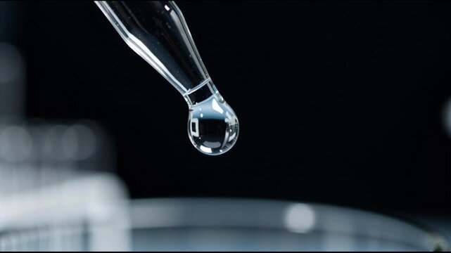 Closeup of liquid drop falling.