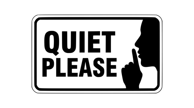 Vector graphic illustration of a quiet please sign with silhouette