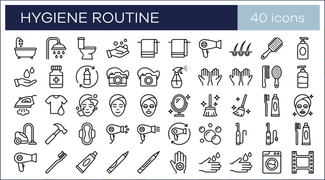 Hairdressing salon tools and barber equipment line icons set vector collection for professional haircut styling