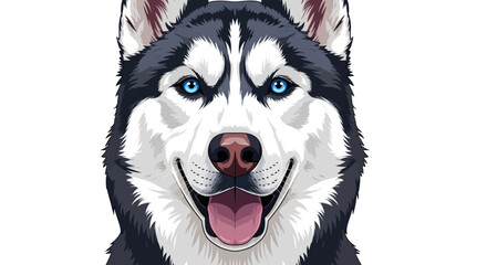Siberian husky head with bright blue eyes smiling © alina