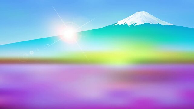 Mount Fuji Sunrise Over Lavender Field 4K