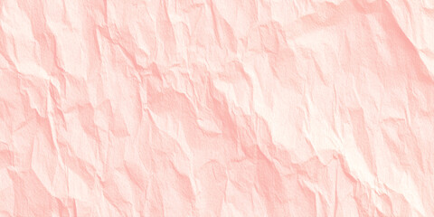 Fototapeta premium Soft pink crumpled paper texture background with creases and folds