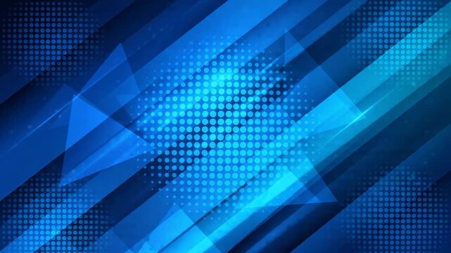 Abstract blue geometric background digital technology modern pattern with diagonal light, transparent triangles, dotted pattern, futuristic gradient dynamic shapes creating vibrant energetic visual