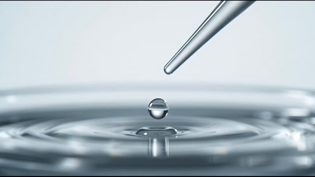 Water Drop Falling Into Liquid Surface.