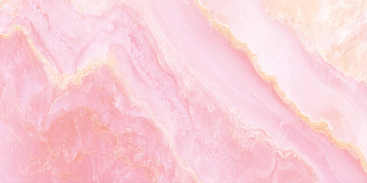 Rose quartz marble texture with golden veins and soft pink background for luxury design