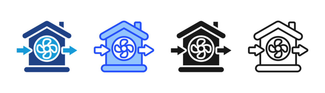 Air Vent icon set multiple style collection