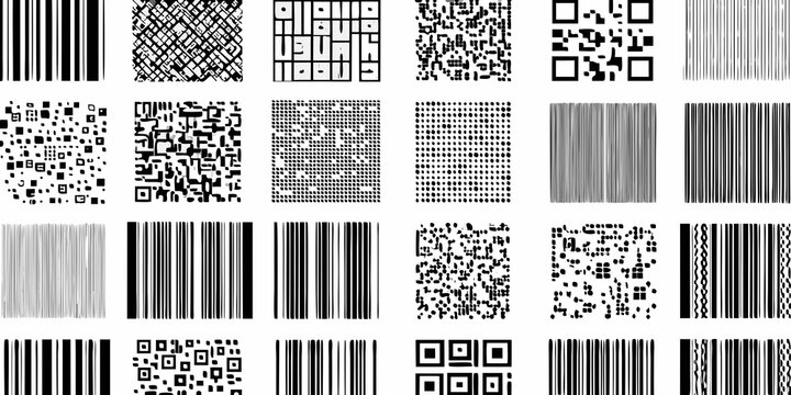 Collection Of Black And White Barcodes And Qr Codes Vector Illustration barcode code data matrix