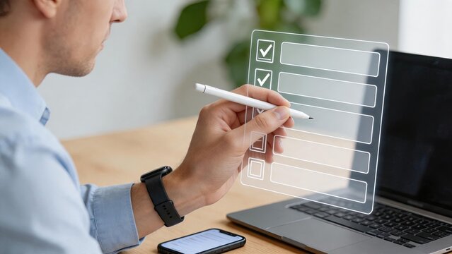 Close up of business people hands analyzing financial performance dashboard on tablet computer, discussing charts and graphs, collaborative work session, wooden table