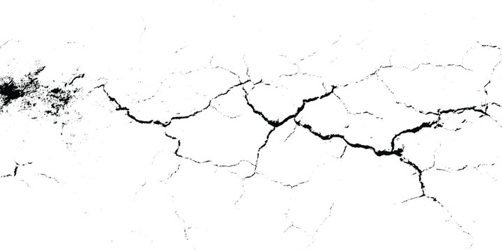 Cracked surface with dark veins on white grunge background, Texture and pattern