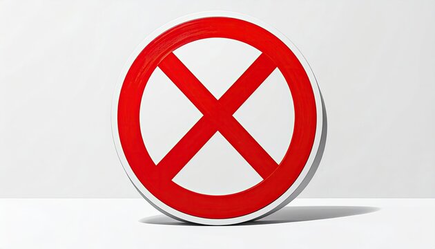 Red Prohibition Sign with a White Cross Inside.