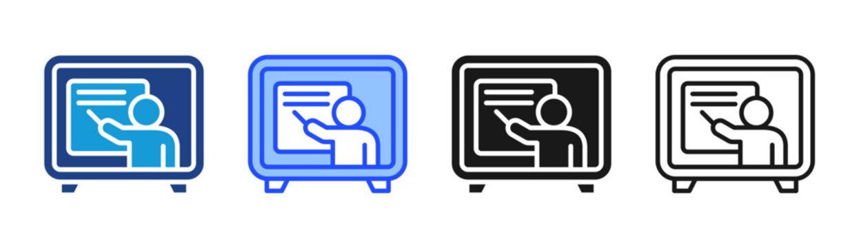 Online Lecture icon set multiple style collection