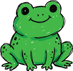 Fototapeta premium Smiling Frog Sketch with Bold Outlines for Kids' Room Art Prints and Playful Logo Mascots