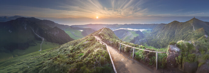 Fototapeta premium Mountain landscape Ponta Delgada island, Azores