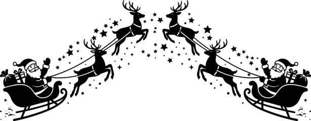 Santa claus riding in sleigh pulled by reindeer © MdHamid