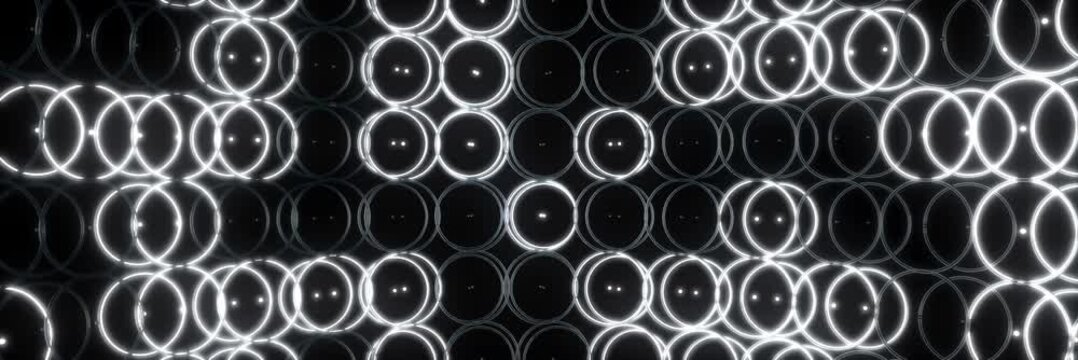Abstract Seamless Overlapping Circle Pattern VJ Loop, Ultra Wide Futuristic Stage Visuals