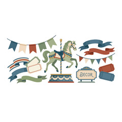 Obraz premium Colorful Carousel Horse Party Decorations.