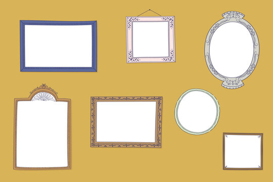 アンティークな手描きの額縁のギャラリー風素材
