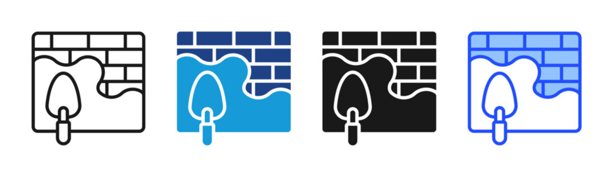 Trowel Masonry icon set multiple style collection