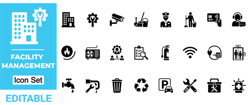 Emergency response and safety equipment icons for buildings