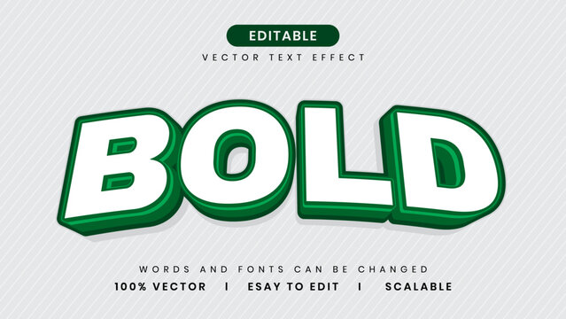 Editable green 3D text effect template with bold cartoon lettering and scalable vector typography