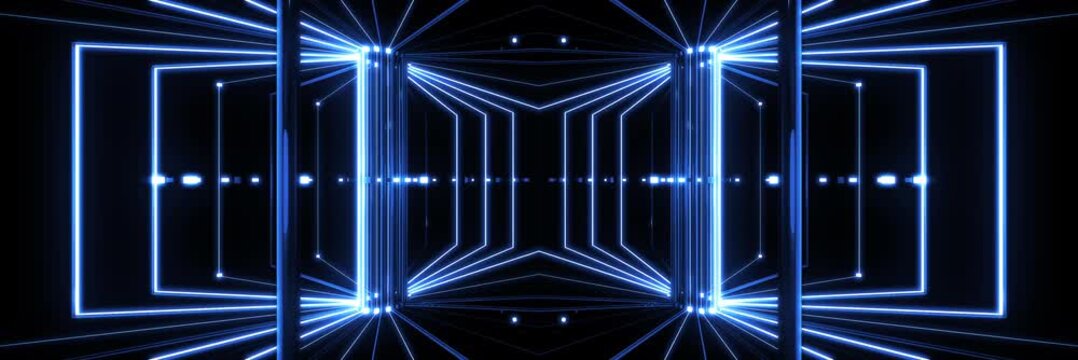 Complex Digital Square Lines Symmetrical VJ Loop, Ultra Wide High Tech Data Visuals