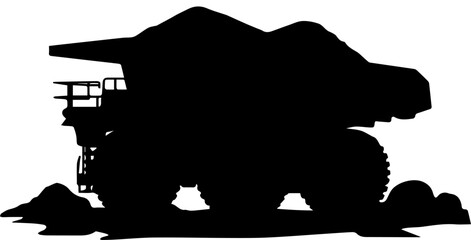 Heavy Duty Mining Haul Truck Black Silhouette Vector Illustration Isolated on White Background © Rezowan 
