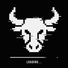 Obraz premium Pixel Art Bull Head White Color 1.