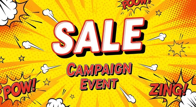 Sale campaign event comic book typography text graphic design banner template