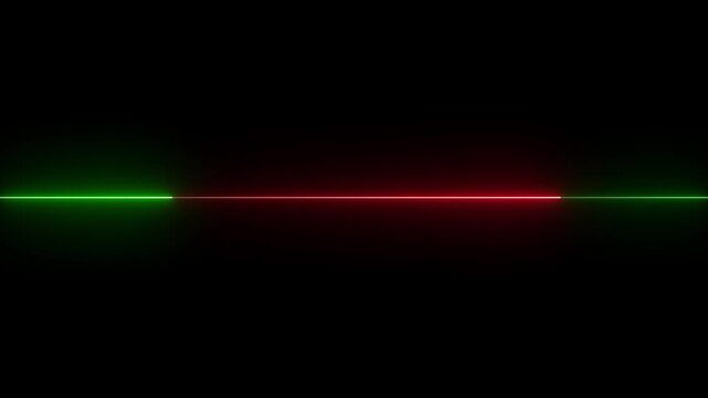 Straight neon Green and red color laser line black background 4k animation video.