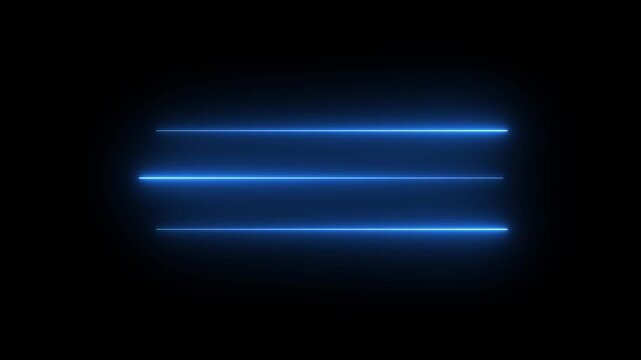 Straight neon Blue color  lazier line  black background 4k video