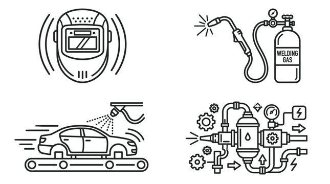 Collection of automotive and roadside emergency service vector icons set.