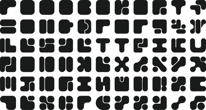 Bento Grid Abstract Pattern. Organic Shapes Figured Collage. Geometric Modern Vector Background. Creative UI Graphic Concept.