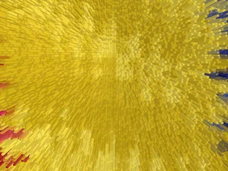 Fototapete 3D Yellow rectangular blocks abstract 3d rendering with converging perspective  © SHARMIN A