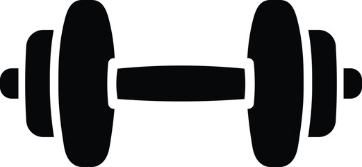 Solid black dumbbell flat of a handheld weight for fitness and strength training exercise © Rehana