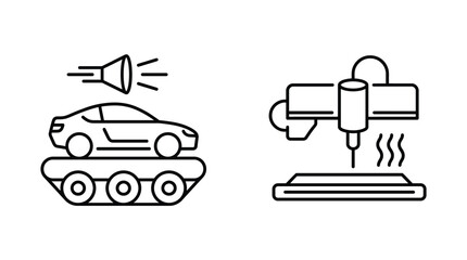 Obraz premium Illustration of car troubleshooting with key and sound wave symbols.